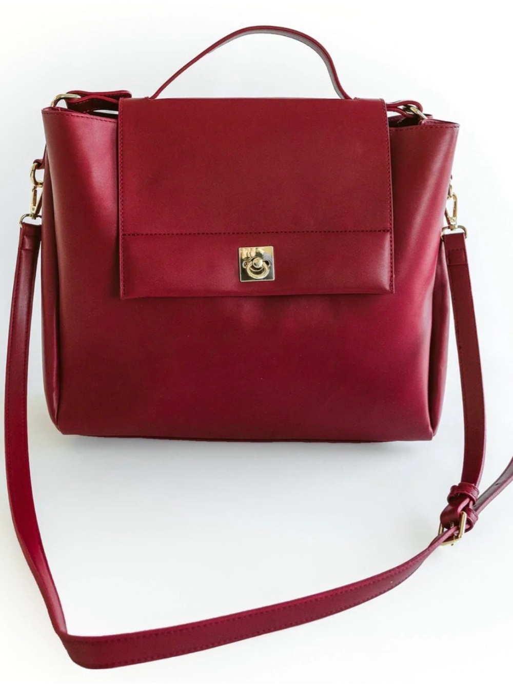 Classic Structured Women's Top-Handle Bag in Deep Red